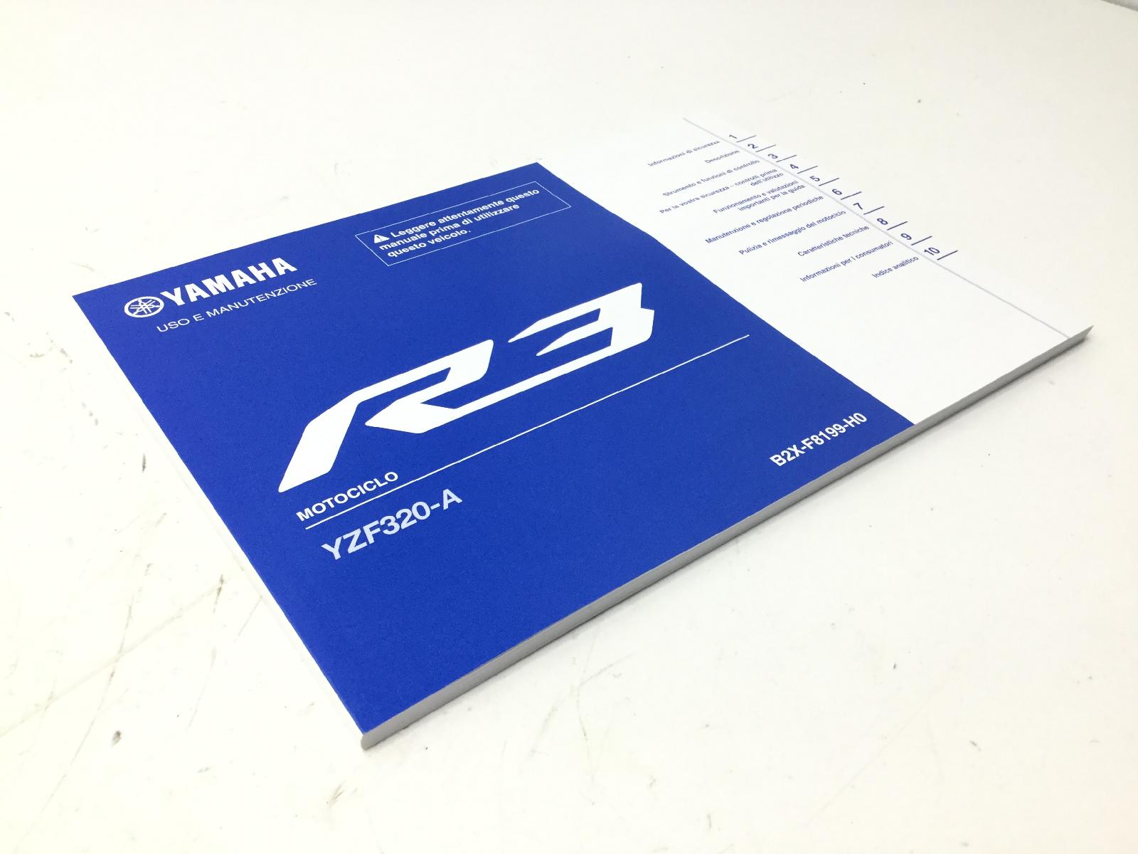 Yamaha yzf r3 a 320 manuale uso e manutenzione - lingua italiana 2019 2023 rh12d