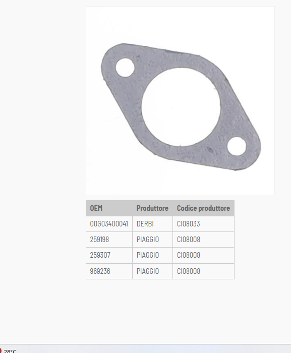 Aprilia scarabeo 500 guarnizione scarico 2010 2012