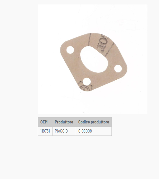 Piaggio ape 50 p / tm p / 2.5 0 50 guarnizione aspirazione 1980 1985