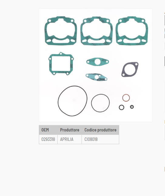Aprilia mx 125 kit guarnizioni serie smeriglio 2004 2006
