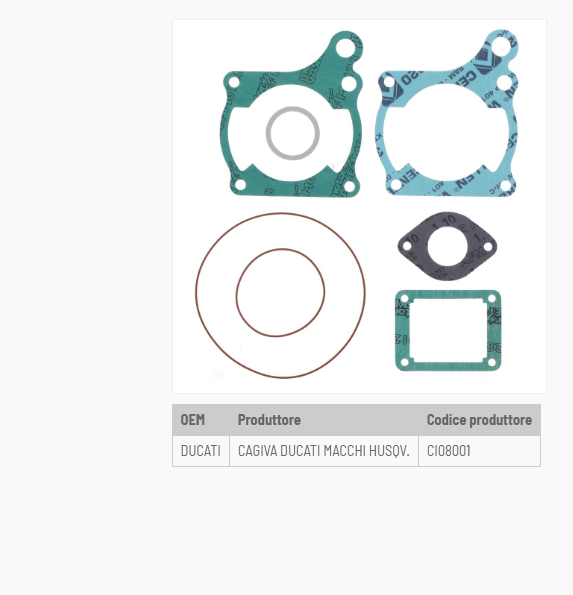 Cagiva aletta oro s1 125 kit guarnizioni serie smeriglio 1986 1988