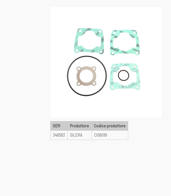 Gilera rm 20 - lc 50 kit guarnizioni serie smeriglio 2000 2025