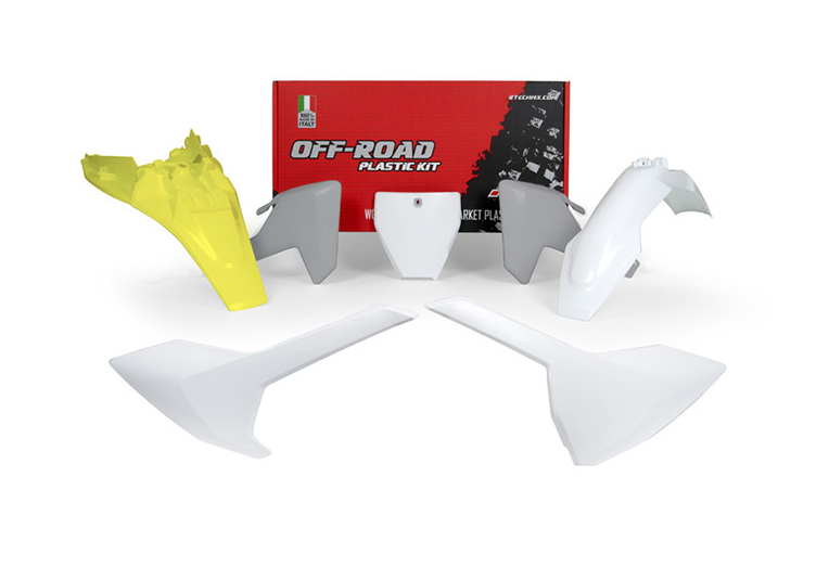 Husqvarna tc 85 kit plastiche 5 pezzi bianco-grigio-giallo fluo 2018 2024
