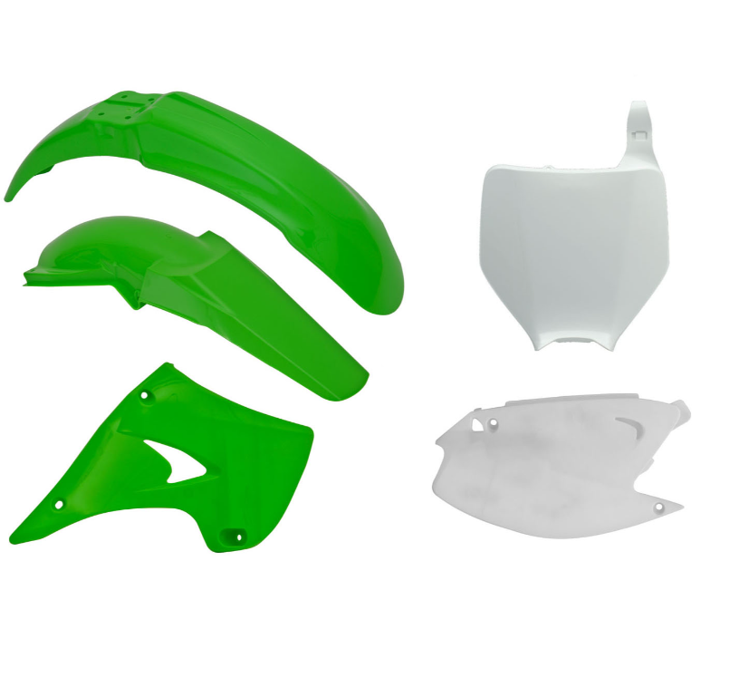 Kawasaki kx 125 kit plastiche 5 pezzi verde bianco 2003 2008