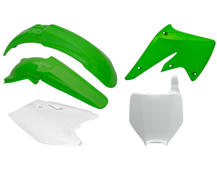 Kawasaki kx f - kxf 250 kit plastiche 5 pezzi verde bianco 2004 2005