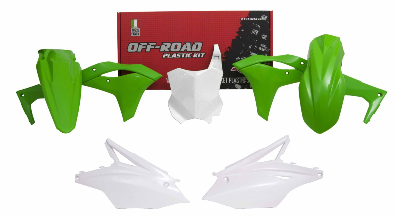 Kawasaki kx f - kxf 250 kit plastiche 5 pezzi verde bianco 2017 2020