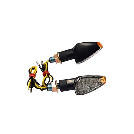 Coppia di frecce moto omologate led bcr goccia nero gambo corto universali