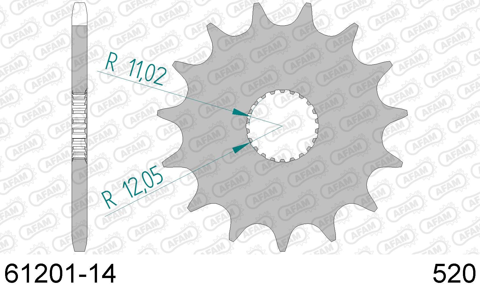 Aprilia rx 125 r 125 pignone afam 61201-14 passo 520 1992 1995
