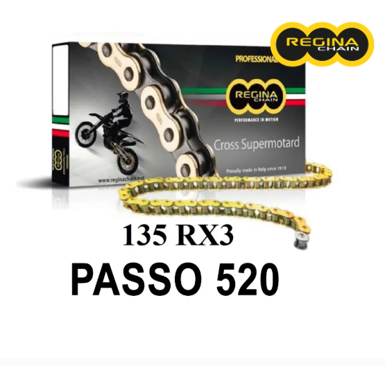 Husqvarna cr 125 125 catena 135rx3 120 maglie passo 520 - oro 1983 1986