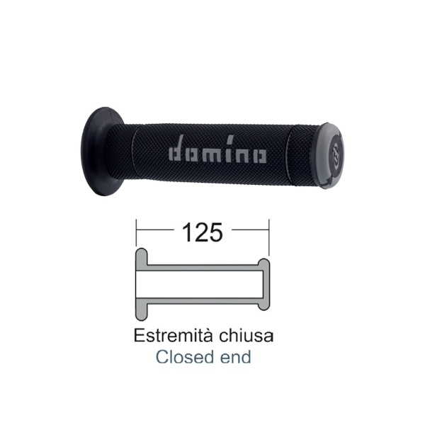 Coppia manopole trial nere-grigie 125mm