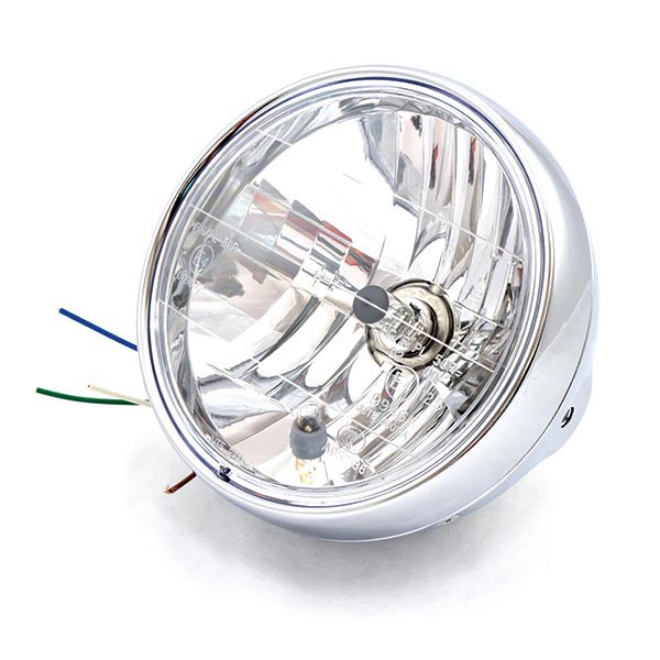Fanale tondo ø 190 cromato-vetro trasparente-h4 e posizione