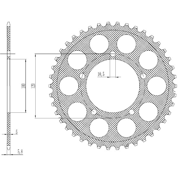 Corona in alluminio p 520 z 42 ingranaggio trasmissione