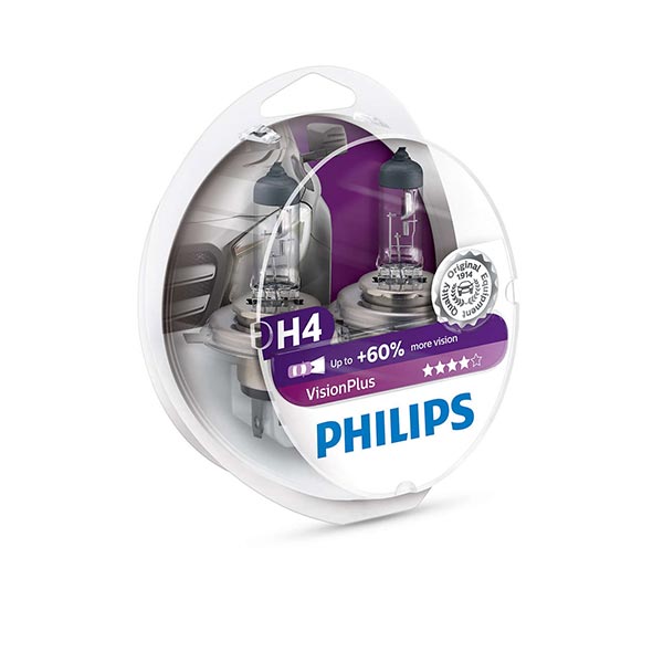 Set 2 lampade philips h4 vision plus - 12v 60/55w - (rif.philips:12342vps2)