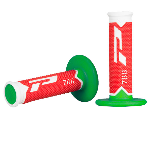 Manopole cross td bianco rosso verde ø mm 22-25 / lungo mm 115