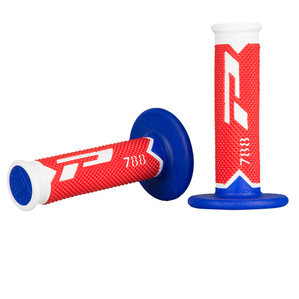 Manopole cross td bianco blu rosso ø mm 22-25 / lungo mm 115