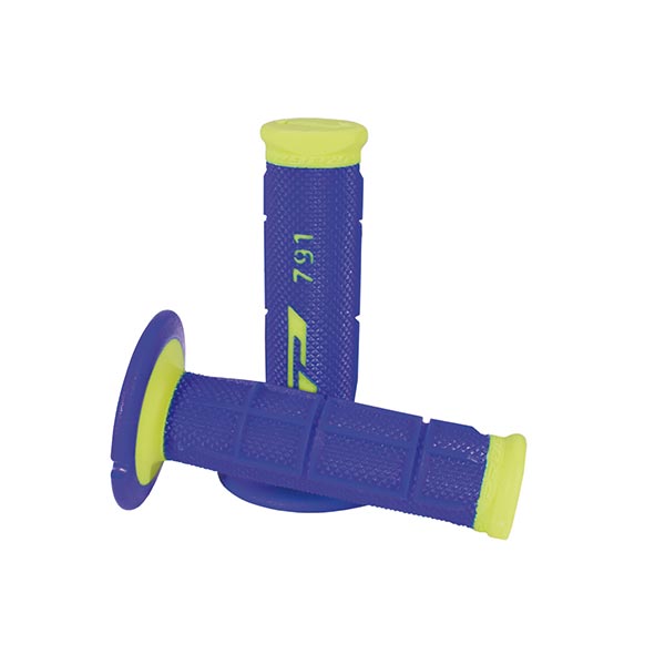 Manopole cross progrip 791 dual density giallo fluo blu ø mm 22-25 lungo mm 115