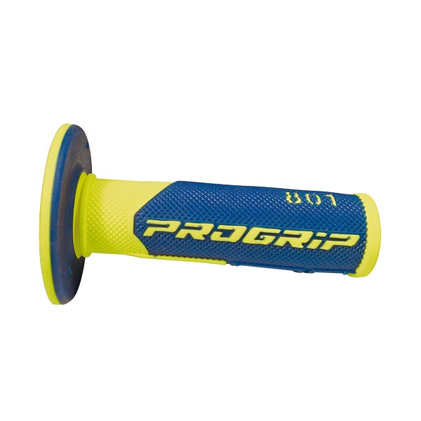 Manopole cross progrip 801 dual density giallo fluo blu ø mm 22-25 lungo mm 115