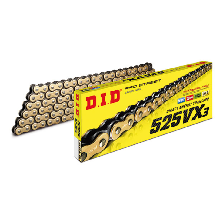 Catena did 525vx3 (gold &amp; black) - lunghezza: 118 maglie con giunto a rivetto (zj)