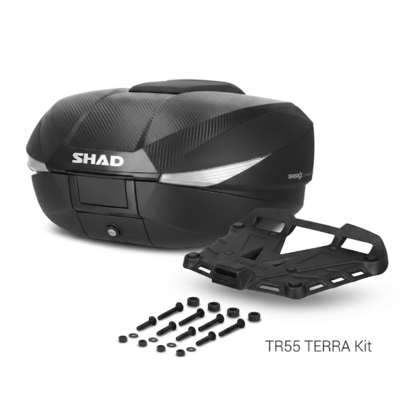 Kit bauletto shad tr55 terra + piastra alluminio nera + viti top case moto