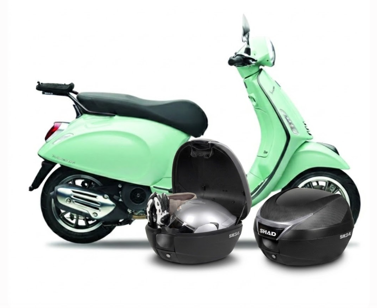 Piaggio vespa primavera / s 50 kit staffa portapacchi + bauletto posteriore sh34 2014 2026