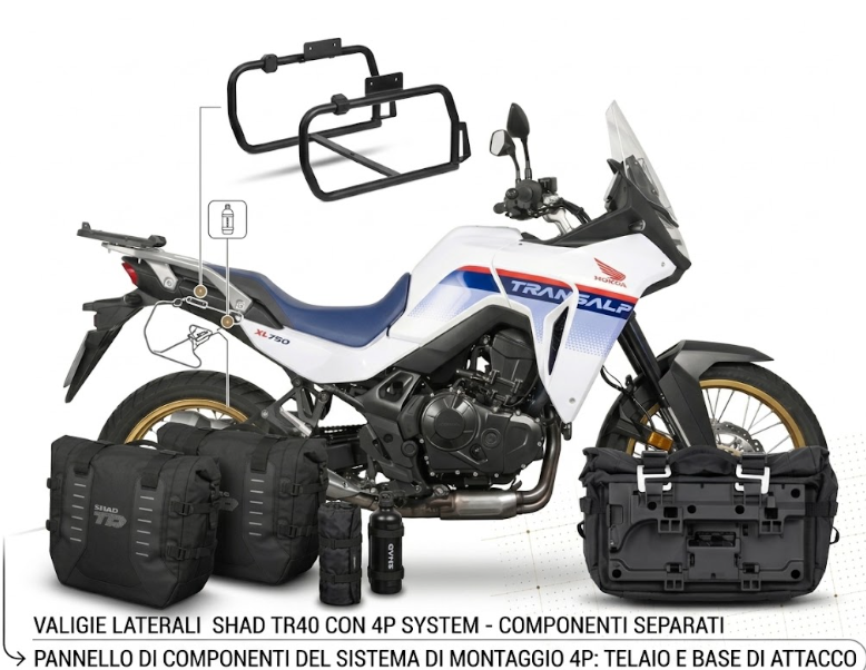 Honda transalp 750 3p system attacco + borse laterali 2023 2026