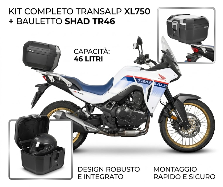 Honda transalp 750 kit piastra staffa portapacchi + bauletto posteriore 2023 2026