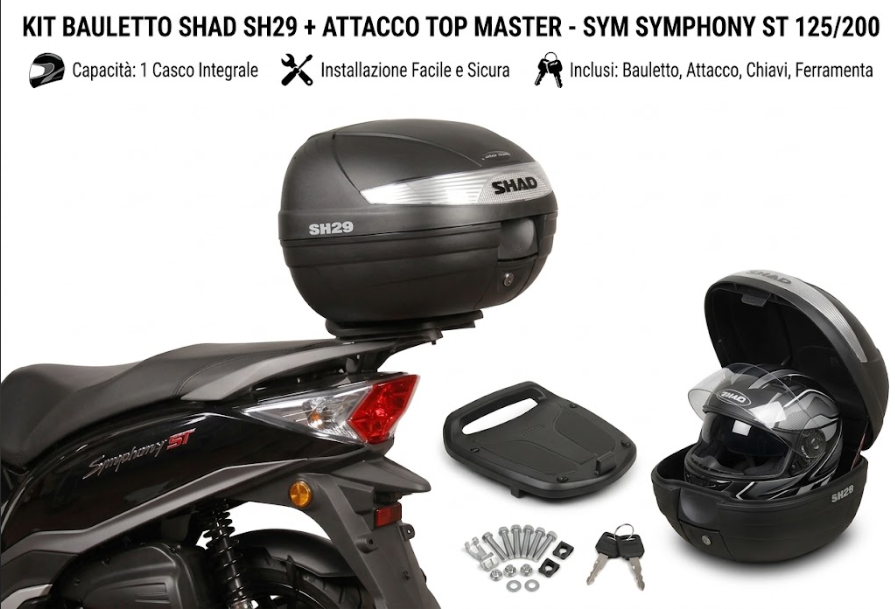 Sym symphony 50 s / lx 50 kit bauletto shad sh29 + attaco specifico 2015 2026