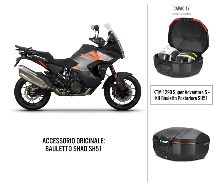 Ktm 1290 super adventure r / t 1290 bauletto posteriore sh51 + attacco 2021 2026